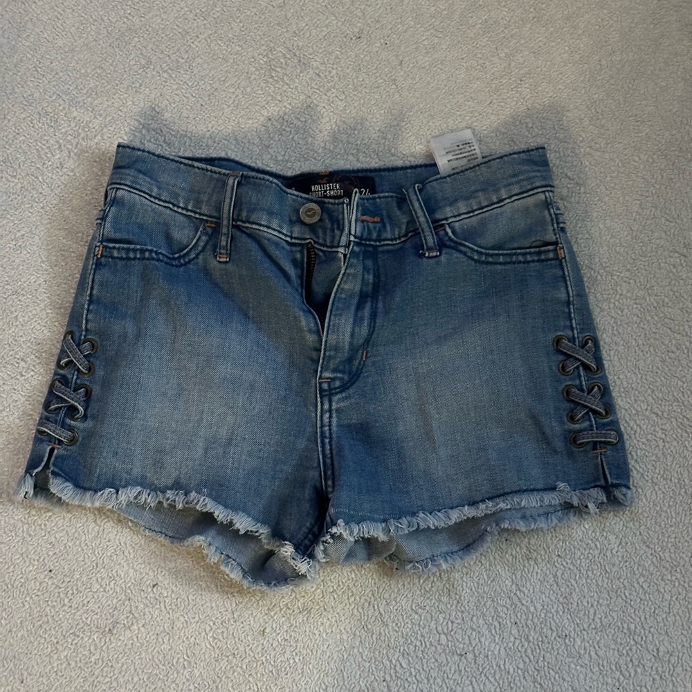 Hollister Light Blue Jean Shorts with Lace-Up Sides